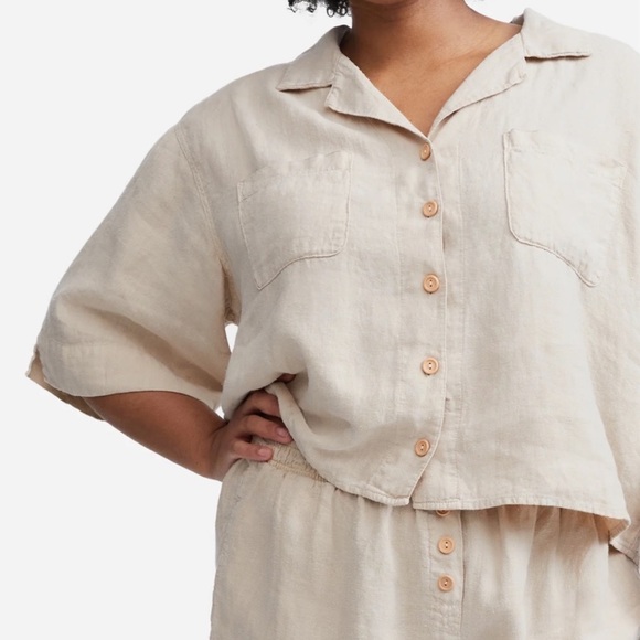 MATE THE LABEL LINEN BOXY TOP - Picture 1 of 7